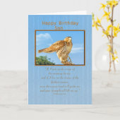 Verjaardag, zoon, Rough-legged Hawk Kaart (Gele Bloem)