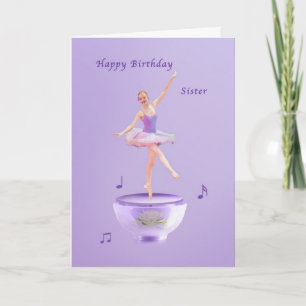 Verjaardag, zus, muziekdoos Ballerina Kaart