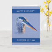 Verjaardag, zwager, grote blauwe reiger kaart (Gele Bloem)