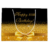 Verjaardag zwart goud boog klassieke naam groot cadeauzakje (Achterkant)