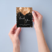Verjaardag zwart goud glitter bedankt budget flyer (Hand)
