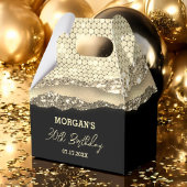 Verjaardag Zwart Goud Glitter Naam Dank u Bedankdoosjes