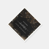 Verjaardag zwart goud glitter naam script elegant servet (Hoek)