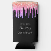 Verjaardag zwart roze paarse glitter druppels fees (Achterkant)