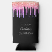 Verjaardag zwart roze paarse glitter druppels fees (Voorkant)