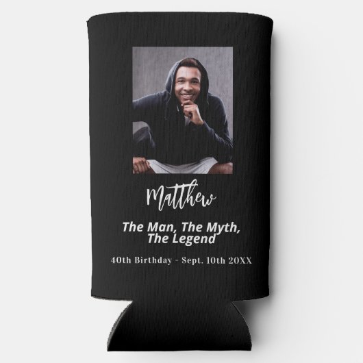 Verjaardag zwart wit foto man myth legende (Achterkant)