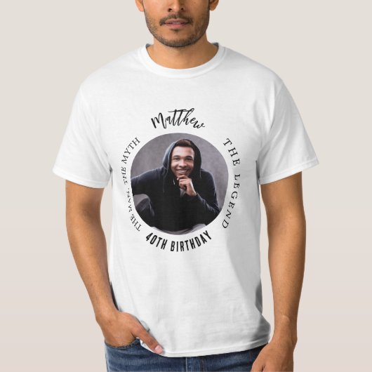 Verjaardag zwart wit foto man myth legende t-shirt (Voorkant)