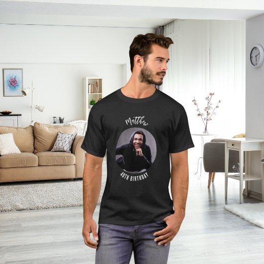 Verjaardag zwart wit foto man t-shirt