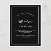 Verjaardag zwart wit minimalist uitnodiging briefkaart (Voorkant)