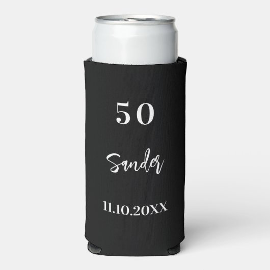 Verjaardag zwart wit script minimalist (Seltzer Voorkant)