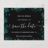 Verjaardag zwarte blauwgroen groene glitter met ui (Voorkant)