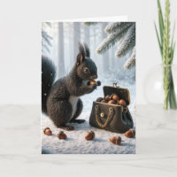 Verjaardag Zwarte Eekhoorn Saving Eikels In Purse