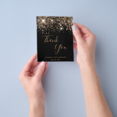 Verjaardag zwarte goudglitter begroting bedankt flyer (Hand)