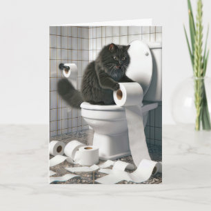 Verjaardag Zwarte kat Ontrollen van een toiletpapi Kaart