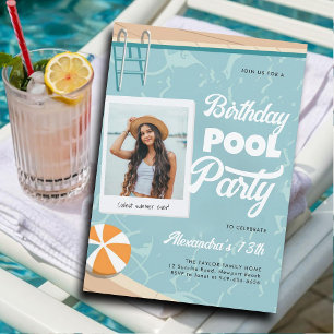 Verjaardag Zwembad Party Zomer Cool Tiener Tween F Kaart