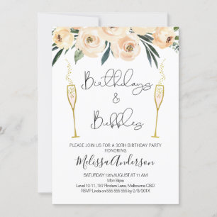 Verjaardagen en Bubble Floral verjaardagsuitnodigi Kaart