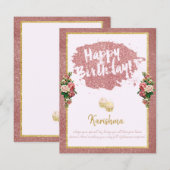 verjaardagen Persoonlijke naam Roos gouden kaart (Voorkant / Achterkant)