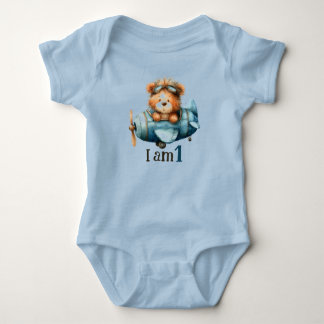 Verjaardags babybeer in vliegtuig romper