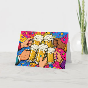Verjaardags Bier Toast Pop Art Kaart