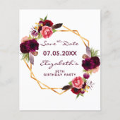 Verjaardags bloemen bordeauxrood budget Save the D Flyer (Voorkant)