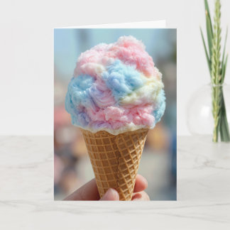 Verjaardags Cotton Candy in een Waffel Kegel Kaart