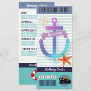 Verjaardags Cruise Instapkaart Ticket Kaart