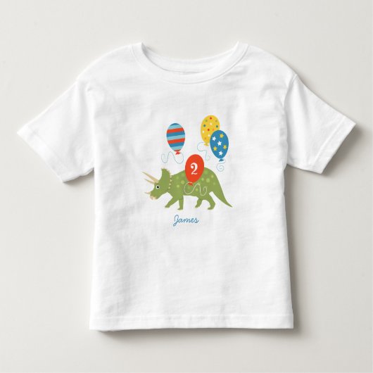 Verjaardags Dinosaurus Triceratops Aangepaste Naam Kinder Shirts (Voorkant)