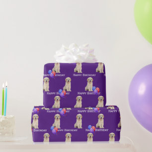 Verjaardags Goud Retriever Puppy Met Ballonnen Cadeaupapier