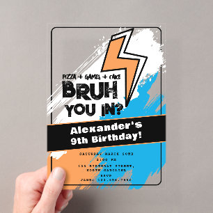 Verjaardags Graffiti Oranje Blauwe Koele Bruh Jong Acryl Uitnodigingen