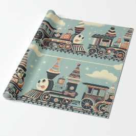 Verjaardags-inpakpapier voor treinen cadeaupapier