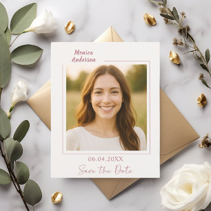 Verjaardags ivoor roze gouden foto Save the Date k