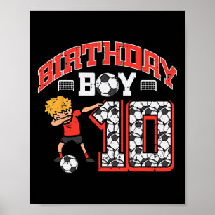 Verjaardags jongen 10 Voetbal Dab 10de verjaardags Poster