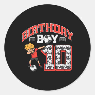 Verjaardags jongen 10 Voetbal Dab 10e verjaardagsf Ronde Sticker