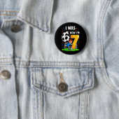 Verjaardags jongen ik was 6 Nu ben ik 7 Zes Zeven Ronde Button 5,7 Cm (In situ)