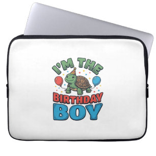 Verjaardags Jongen Schildpad Vintage Feest Shirt O Laptop Sleeve