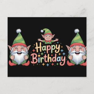 Verjaardags Kabouter en Elf Ontwerp Feestdagenkaart