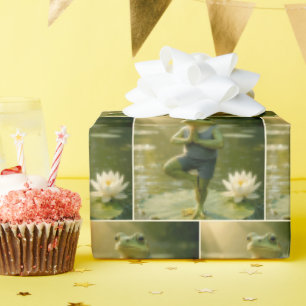 Verjaardags Kikker In Yoga Houding Cadeaupapier
