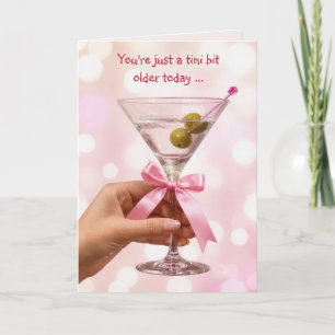Verjaardags Martini Cocktail met Roze Satijnen Str Kaart