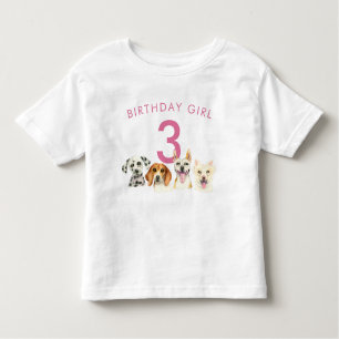 Verjaardags Meisje Waterverf Puppy Dogs Kinder Shirts