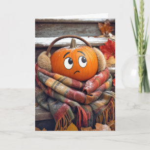Verjaardags Oranje Pompoen in een Gezellige Sjaal Kaart