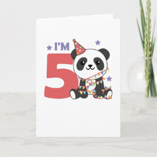 Verjaardags panda voor kinderen 5 jaar kaart