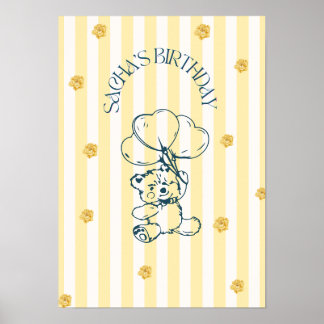 Verjaardags poster met knuffel beer en ballon