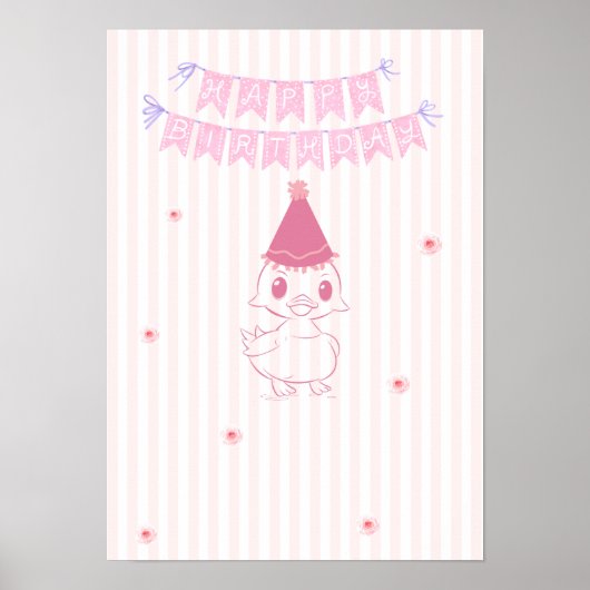 Verjaardags poster voor baby meisje (Voorkant)