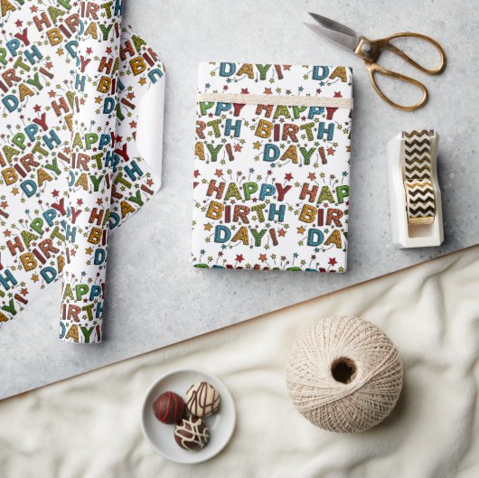 Verjaardags Script Cadeaupapier (Crafts)