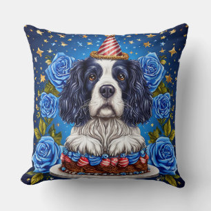 Verjaardags Spaniel Vreugde Feest Feestelijke Vier Kussen