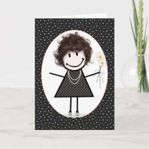 Verjaardags Stick Figure Meisje voor Vriendin   Kaart