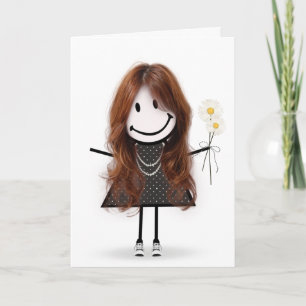 Verjaardags Stick Figure Meisje voor Vriendin  Kaart