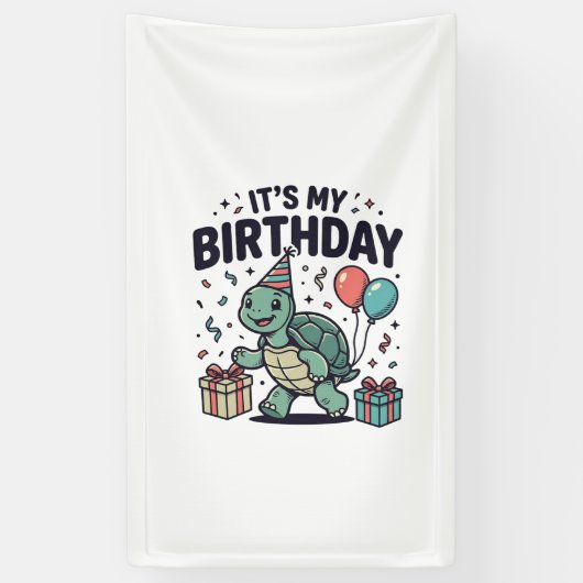 Verjaardags Turtle-feest Vectorontwerp_1 Spandoek (Verticaal)