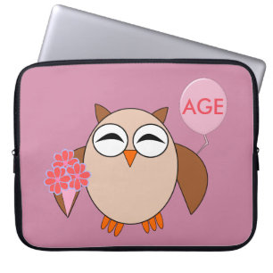Verjaardags- Uil Laptop Tas Aangepaste Leeftijd
