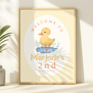 Verjaardags Welkom Bord Meisjes Cute Pastel Eendje Poster